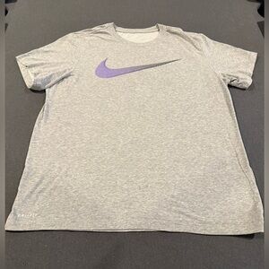 Nike Men's Heather Gray Tee with Purple Swoosh